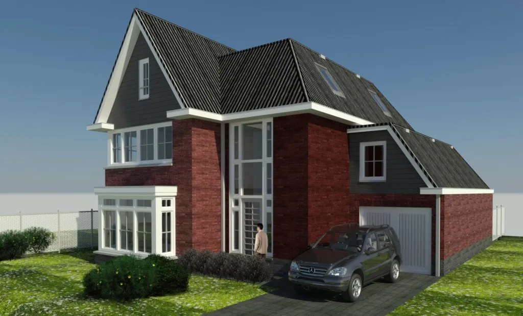 3D-impressie van nieuwbouw jaren 30 woning te Broek op Langedijk